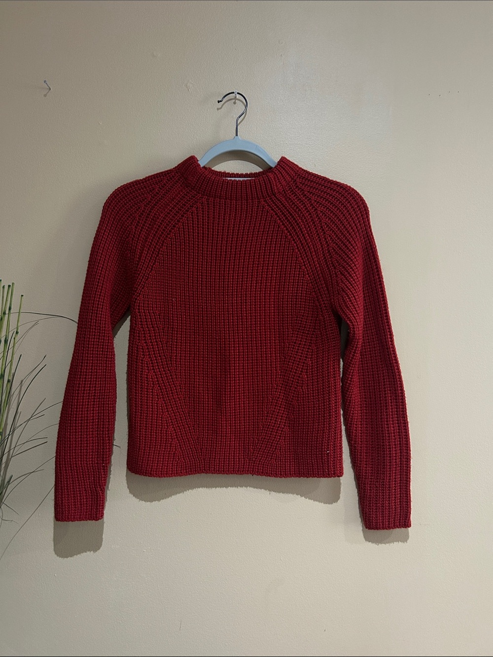 Women's Red Knit Crewneck Sweater